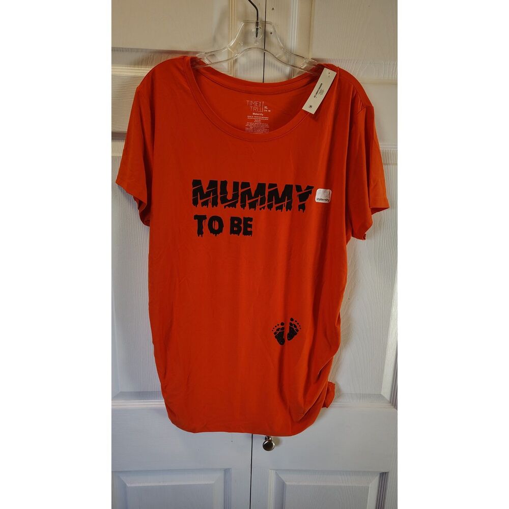 Time and Tru Women's Halloween "Mummy To Be" Maternity Graphic Tee, Size XL